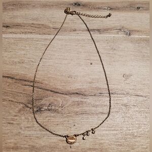 Charming Charlie Signed Gold Necklace with Charms Stones Pendant 18 Inches